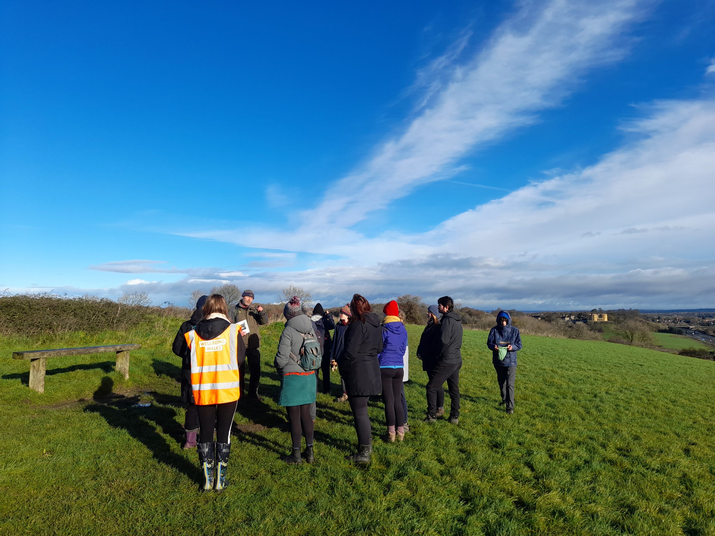 a group of walkers including one in hi-vis