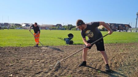 OCU group help Really Wild Lockleaze sow 500m₂ of wildflower meadow at Lockleaze Sports Centre