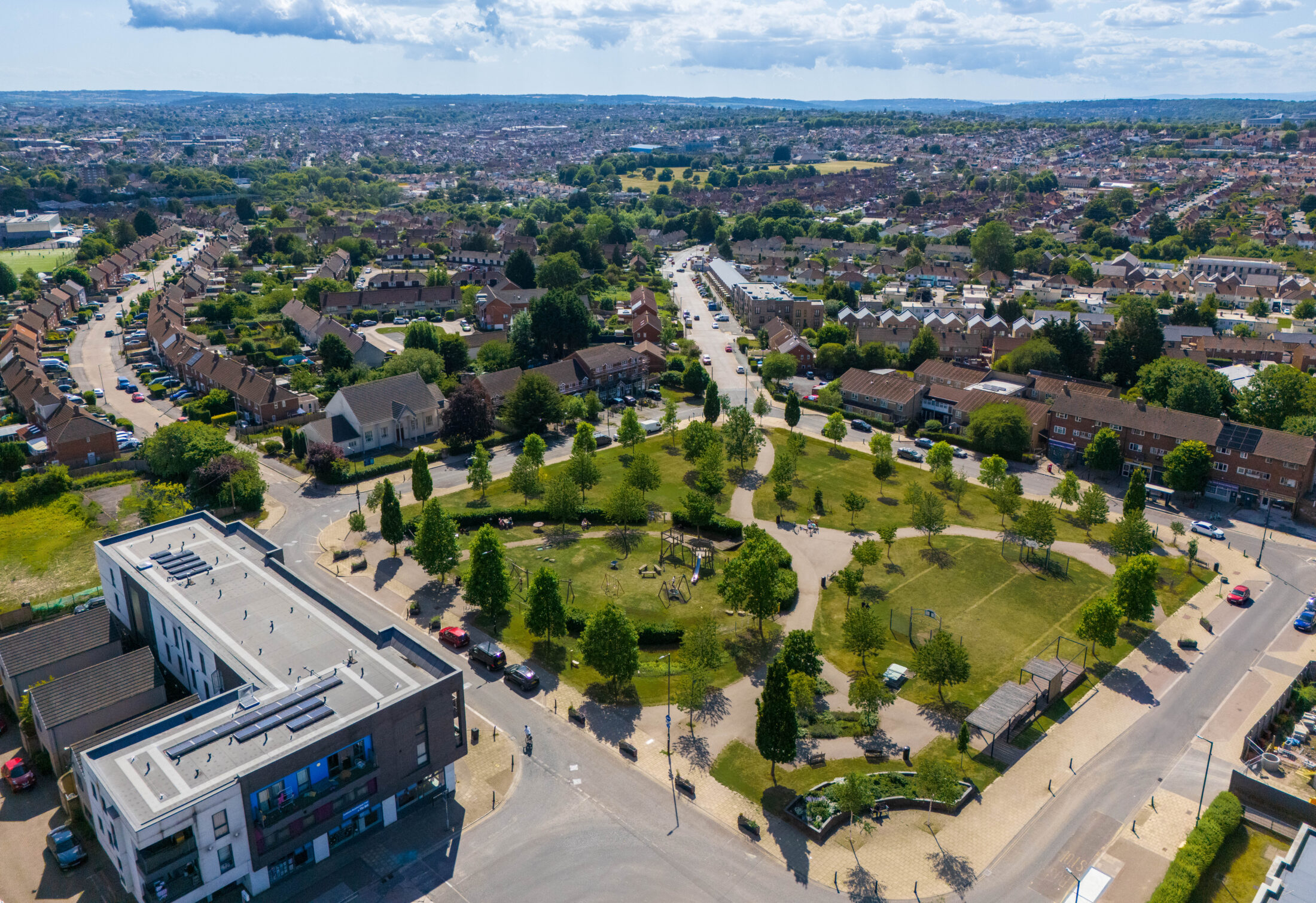 Aerial photograph of Gainsborough Square and Lockleaze.